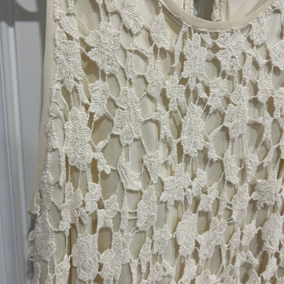 Adiva Lace Overlay Polyester Lining Crochet Keyhole Sleeveless Top Size L Boho - Picture 4 of 9